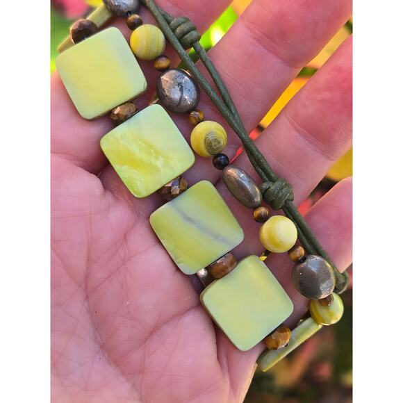 SILPADA Sterling Silver Green Mother of Pearl Multi Strand Toggle Bracelet B1132 - Picture 5 of 7